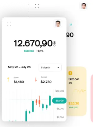 financial app mockups with exchange screen